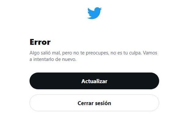 Error que aparecía al intentar acceder a Twitter.