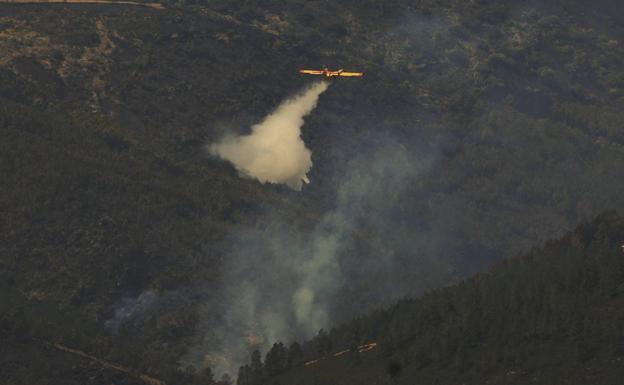 El viento provoca nuevas reactivaciones en el incendio forestal de Monsagro en Salamanca