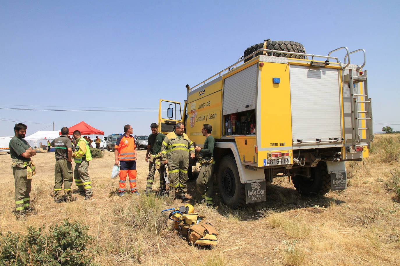 Terreno de pinar en el piedemonte de la sierra calcinado por el fuego declarado el pasado viernes en Navafría. 