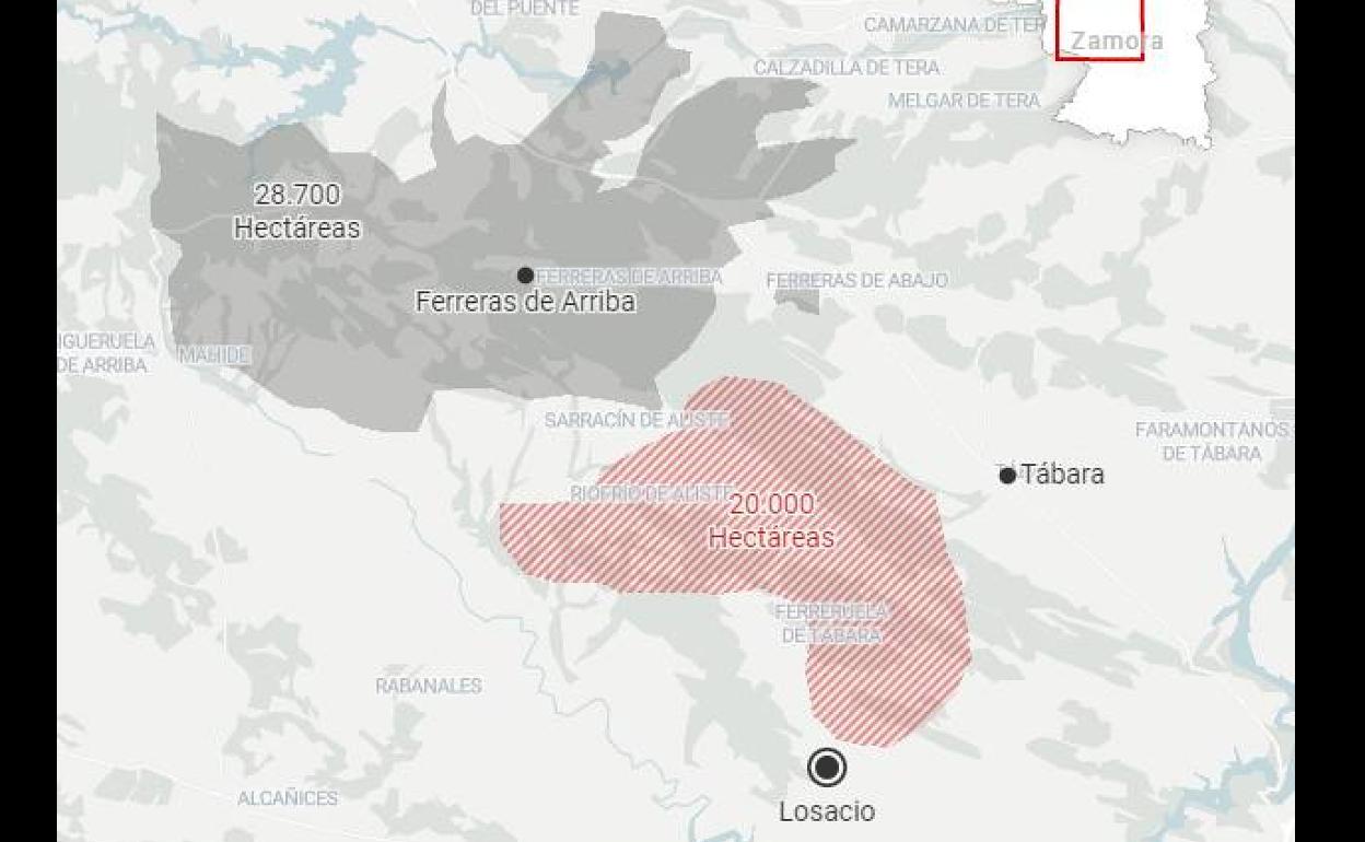 Perímetro especulativo del incendio de Losacio. 