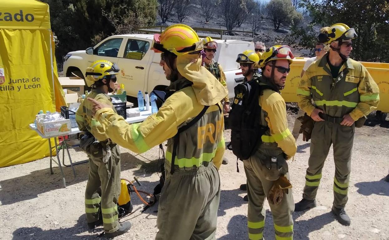 Puesto de mando, en el incendio de Burgos. 