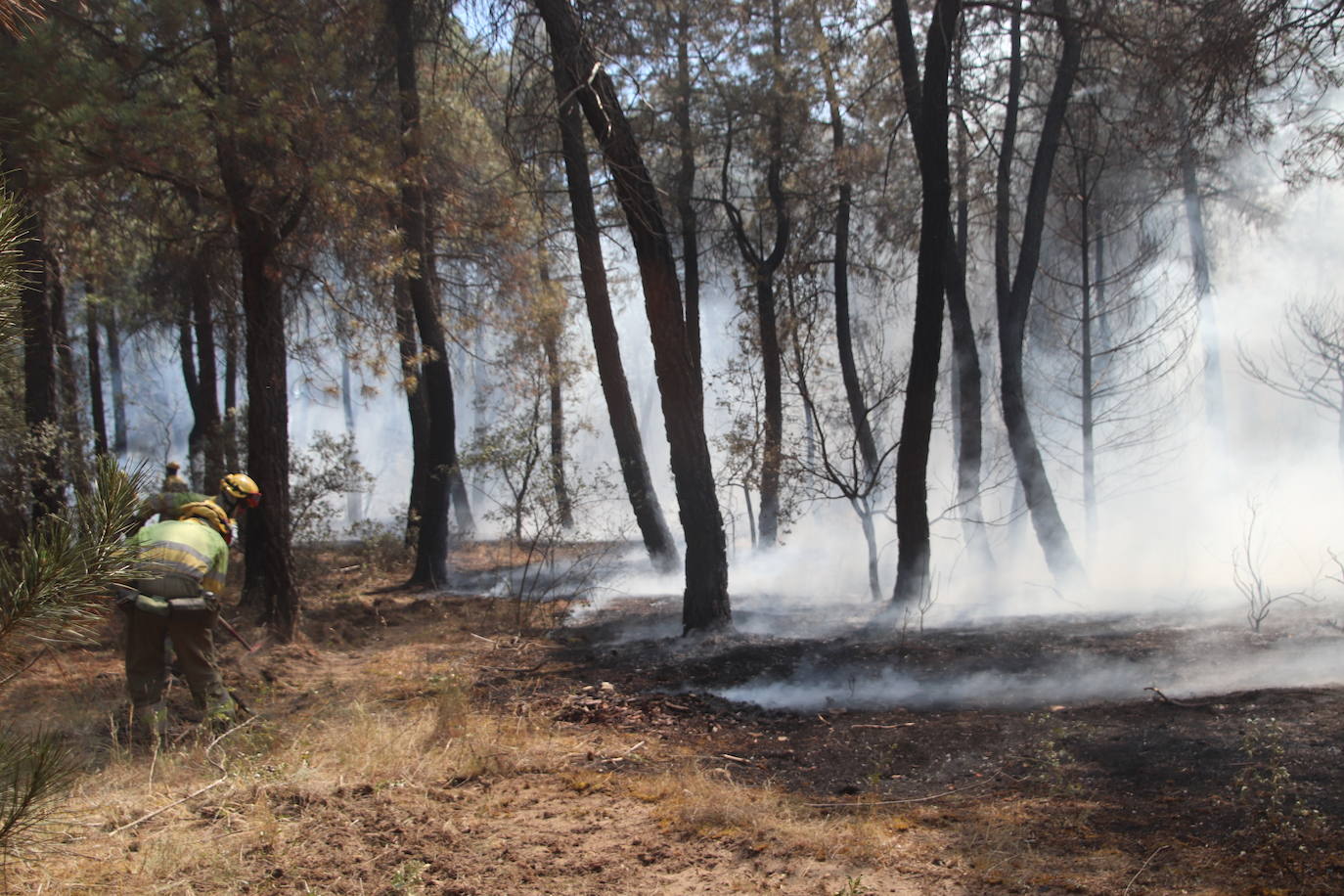 Imagen del incendio declarado en Cuéllar.