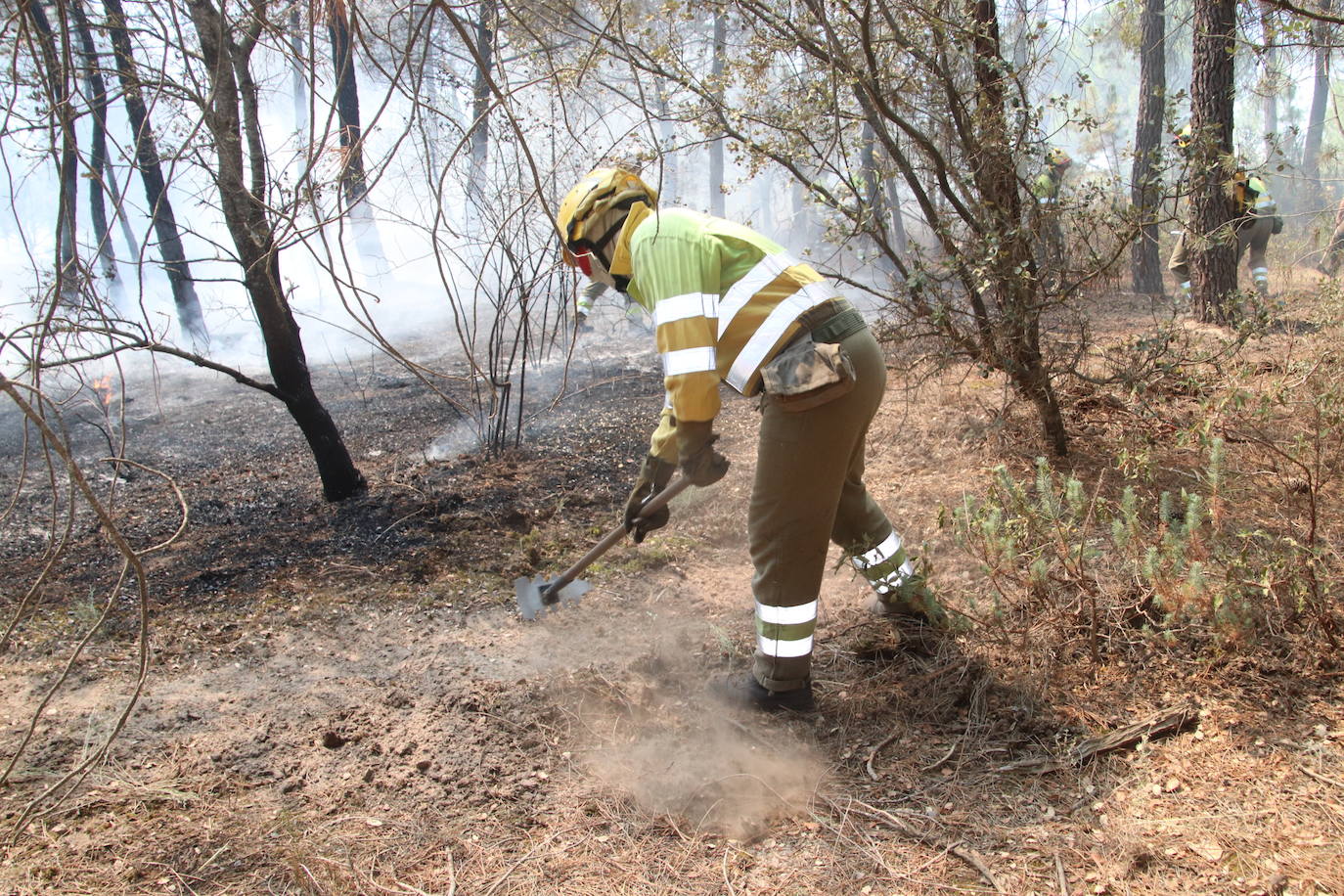 Imagen del incendio declarado en Cuéllar.