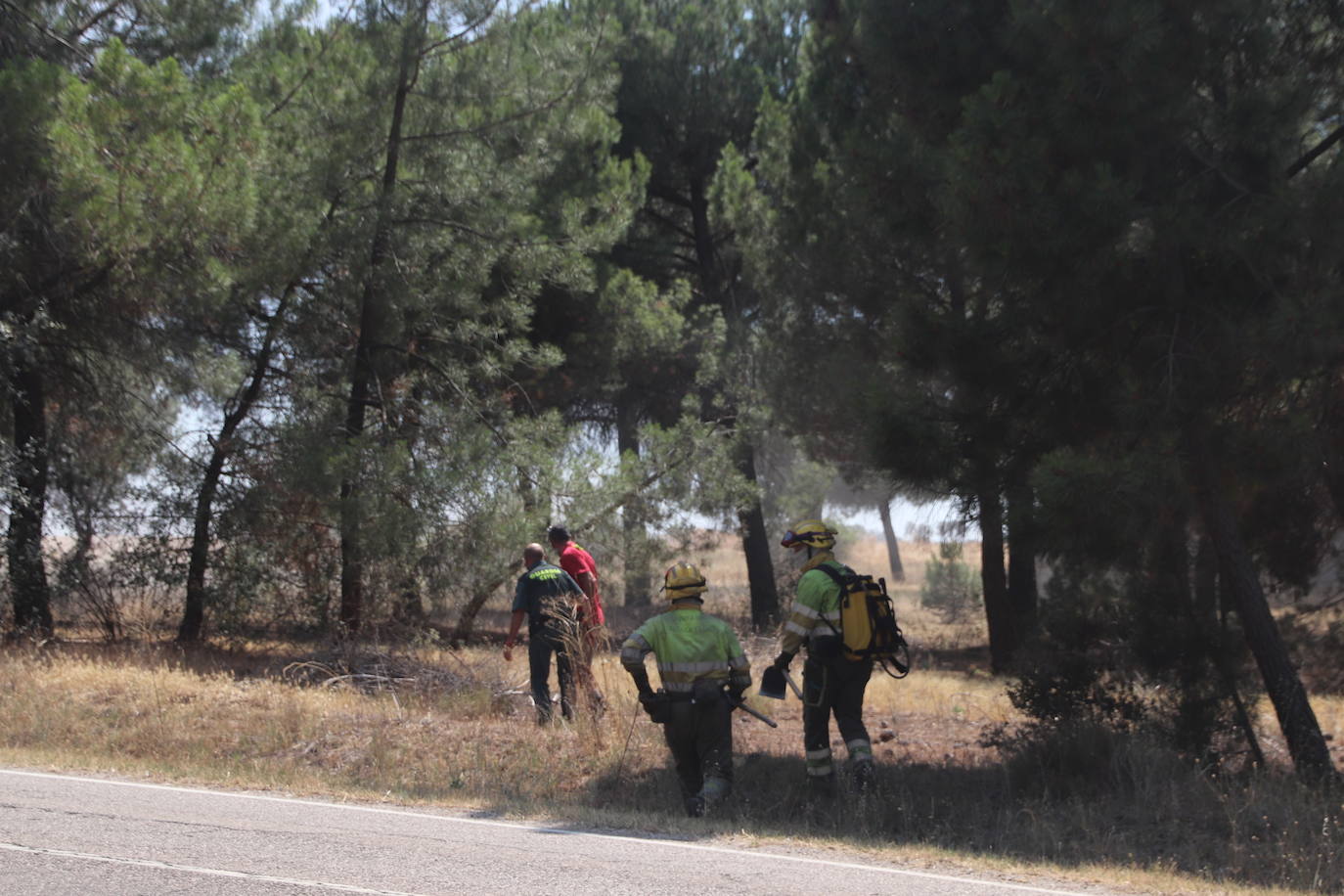 Imagen del incendio declarado en Cuéllar.