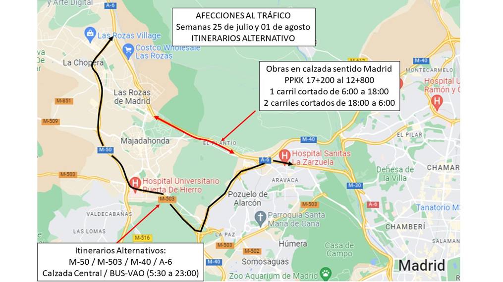 Itinerarios alternativos propuestos por la DGT.