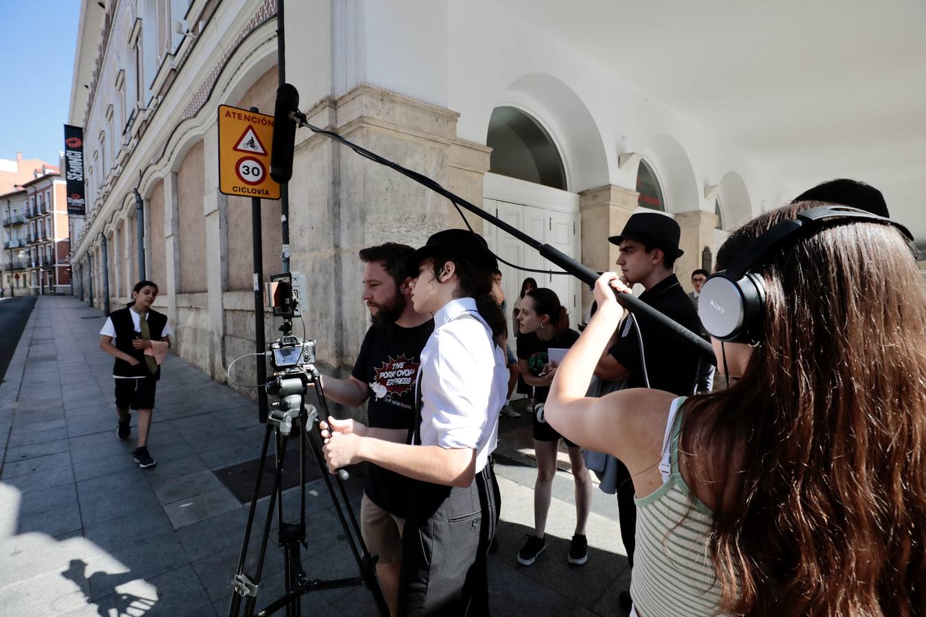 Fotos: Jóvenes del Campus Seminci rueda en Valladolid el corto &#039;La mafia del cine&#039;