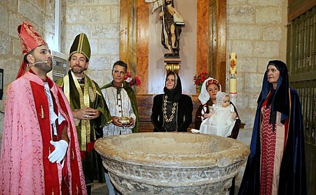 Representación del bautizo de la infanta Catalina de Austria. 