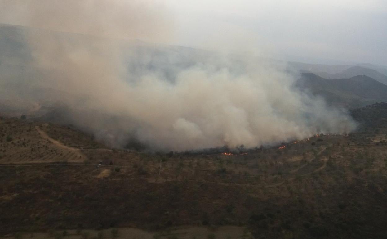 Imagen del fuego en La Fregeneda, en Salamanca.