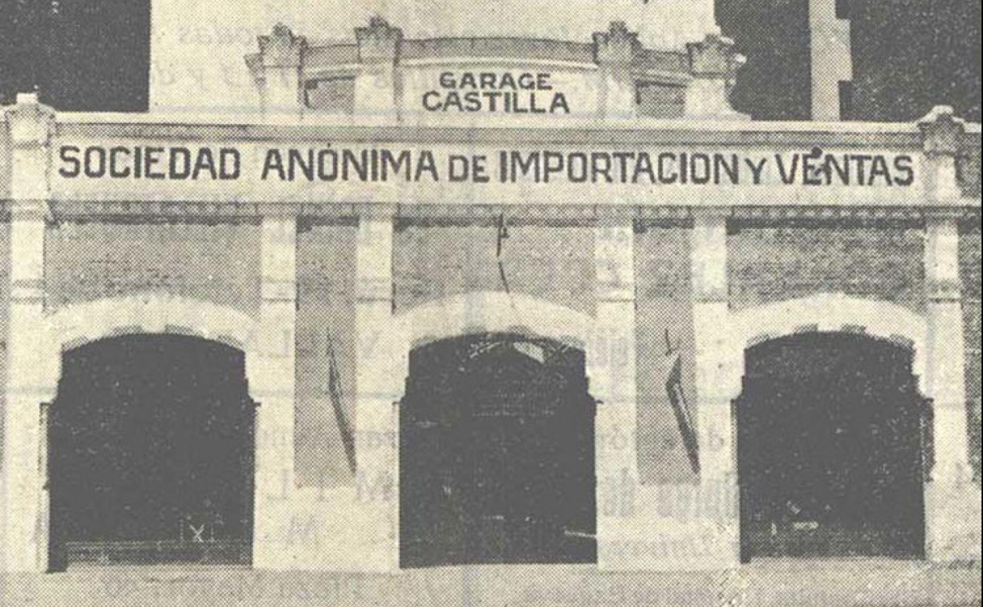 Fachada del 'Garage Castilla' en la calle Gamazo en los años 20. 