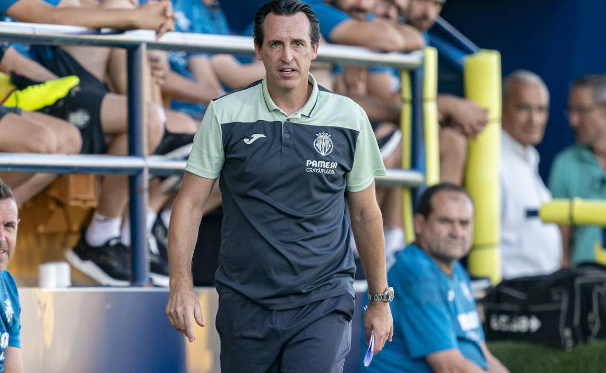 Unai Emery, durante un partido de la pretemporada del Villarreal. 