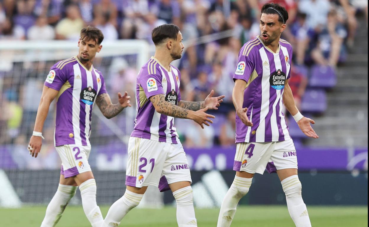 Luis Pérez, Iván Sánchez y Kike Pérez, durante la segunda parte del Real Valladolid-Villarreal del pasado sábado
