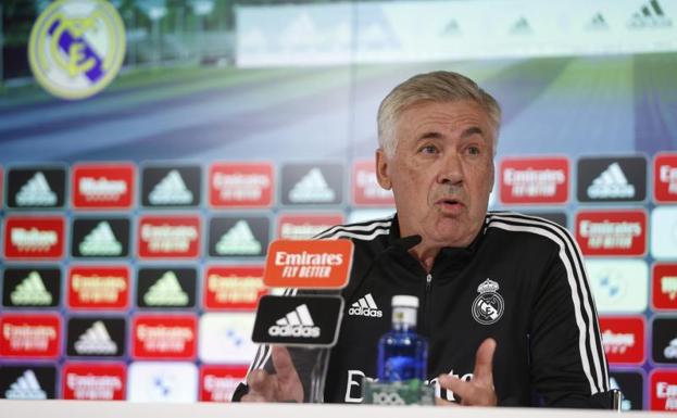 Carlo Ancelotti, durante su rueda de prensa previa al partido ante el Celta.