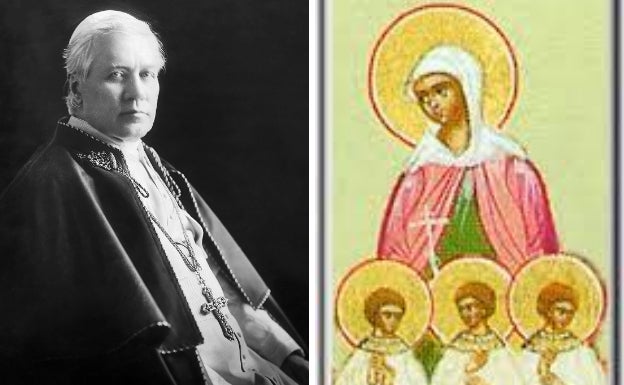 San Pío X y Santa Basa y sus tres hijos. 