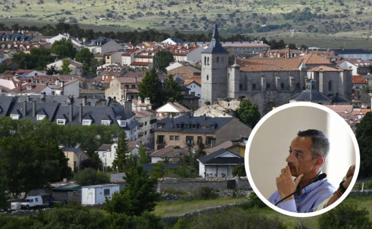 Vista general del municipio de El Espinar: en pequeño, el concejal Tomás López.