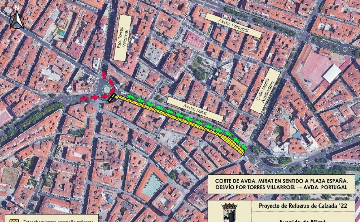 Cortes de tráfico y desvíos mañana en la Avenida de Mirat por los trabajos de renovación del firme