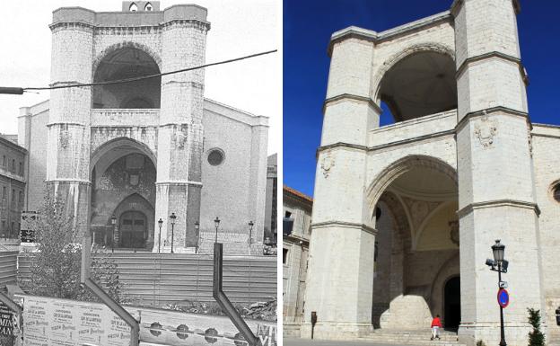 La iglesia de San Benito, antes de su última remodelación y en la actualidad 