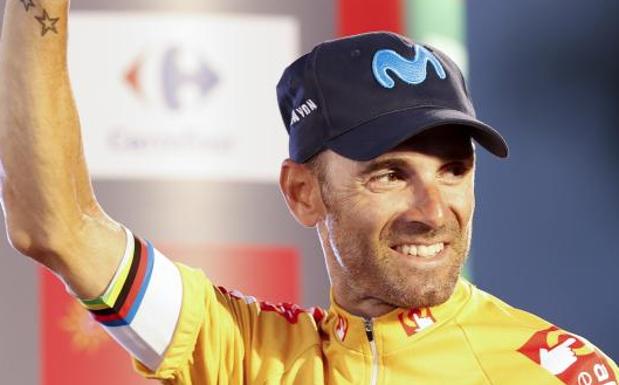 Alejandro Valverde, este domingo, en el podio.