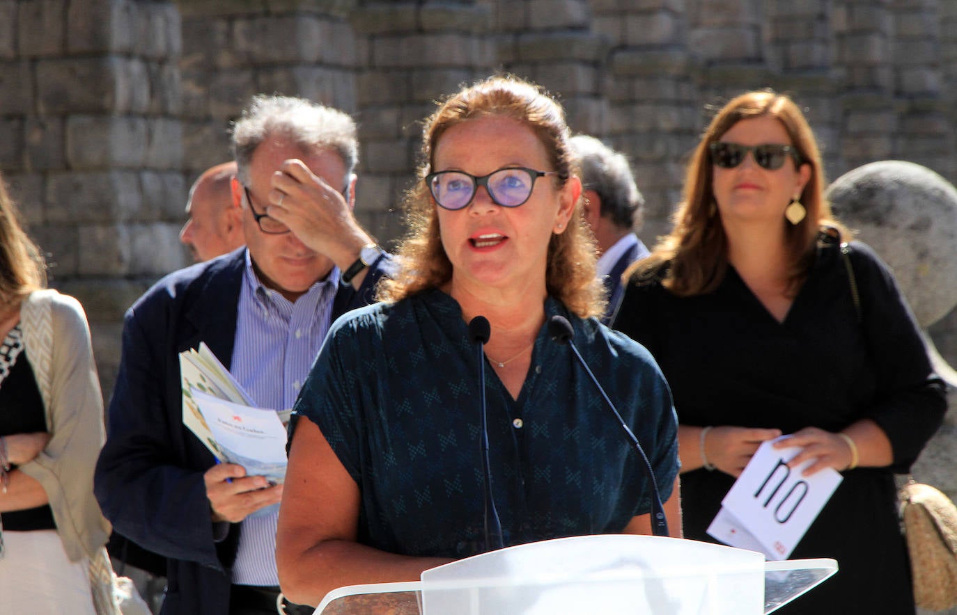 Ovejas este viernes por la mañana en la plaza del Azoguejo.