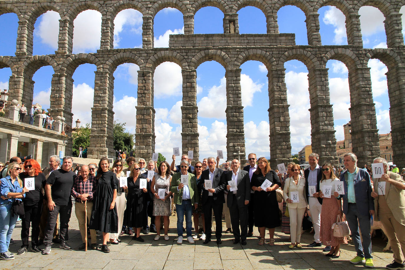 Ovejas este viernes por la mañana en la plaza del Azoguejo.