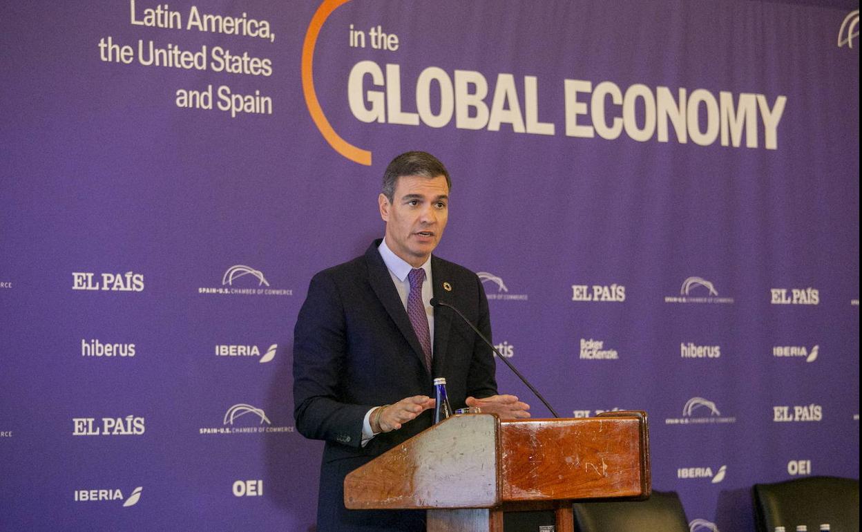 Pedro Sánchez, en un acto celebrado esta semana en Nueva York.