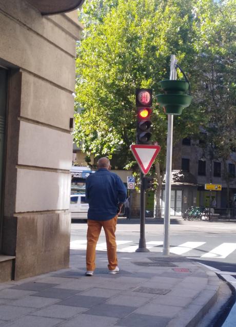 Imagen - Uno de los soportes y su macetero en el tramo final de la calle.