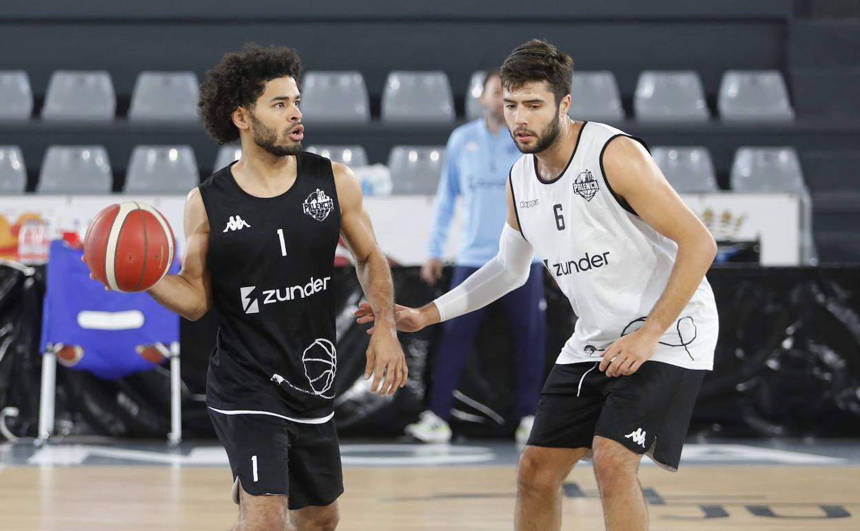 Entrenamiento, este jueves en el Pabellón de Palencia. 