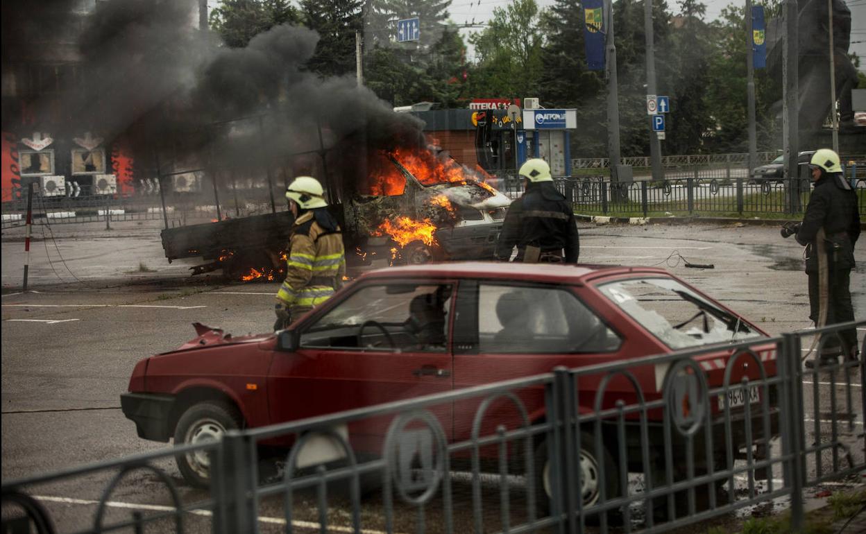 Ataque con misiles rusos en mayo en el metro de Járkov, al este de Ucrania. 