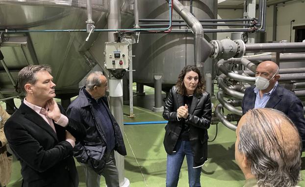 Imagen principal - Arriba, Carlos Yllera, presidente de la DO Rueda en la visita a la bodega. Abajo, Eudaldo y Naiara Bonet-de Gispert y la botella de Castelo de Medina Prefiloxérico 2020. 