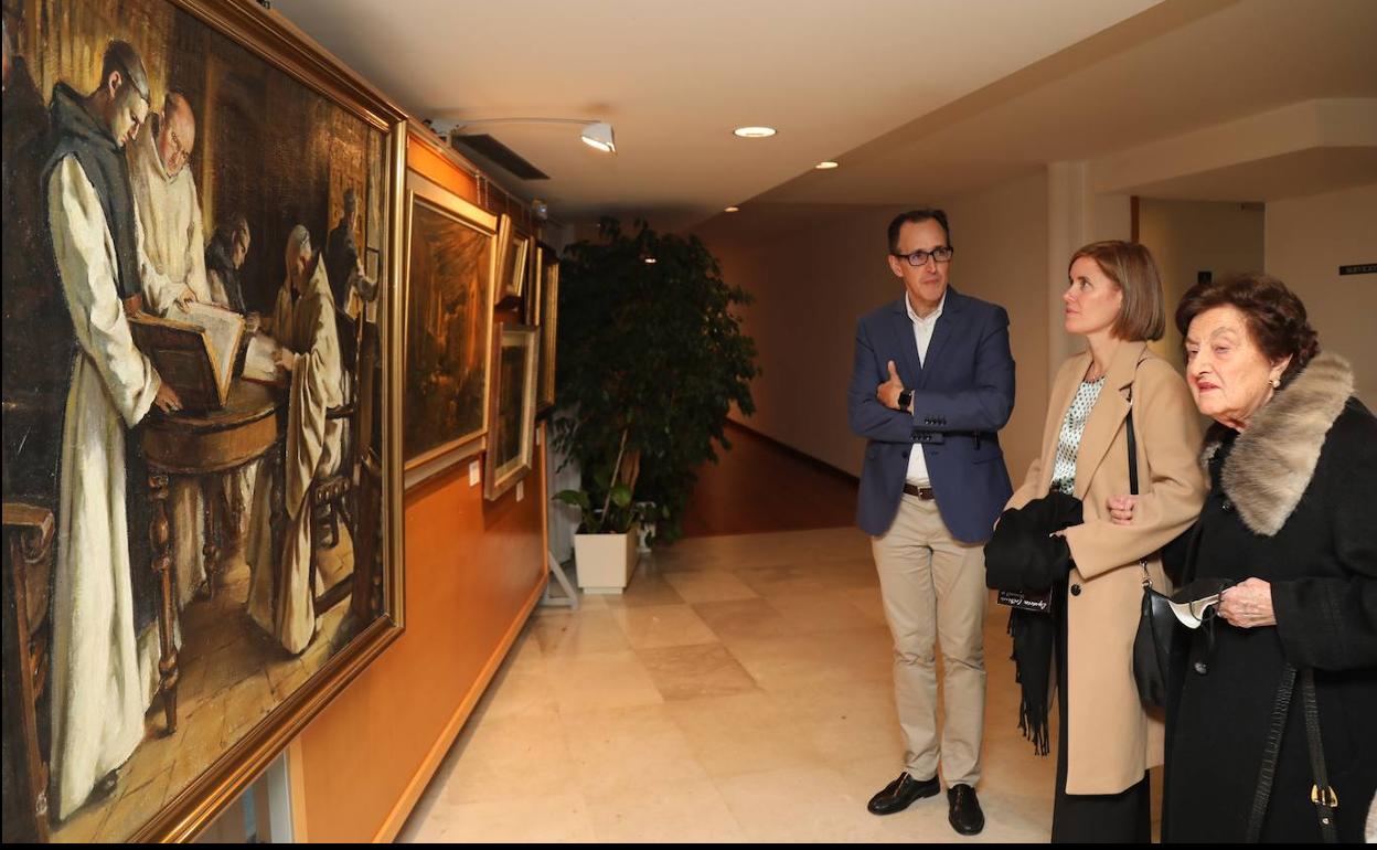 La familia del pintor, durante la inauguración.