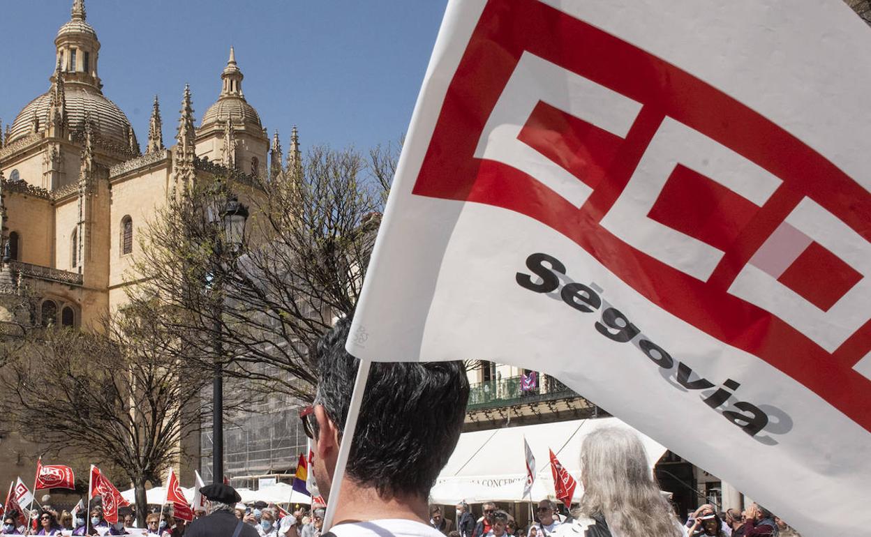 Protesta de CC OO en Segovia.