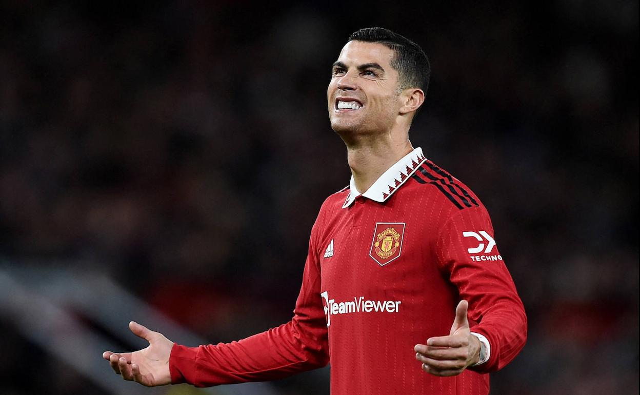 Cristiano Ronaldo, en un partido con la camiseta del Mancherter United.