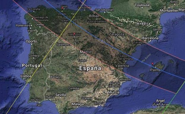 Franja en la que se podrá observar el eclipse total de sol el 12 de agosto de 2026.