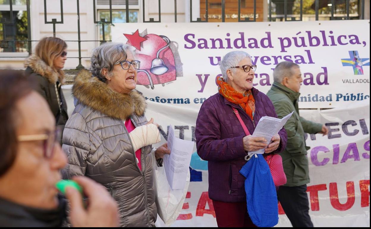 Protesta en defensa de la sanidad pública en Valladolid. 