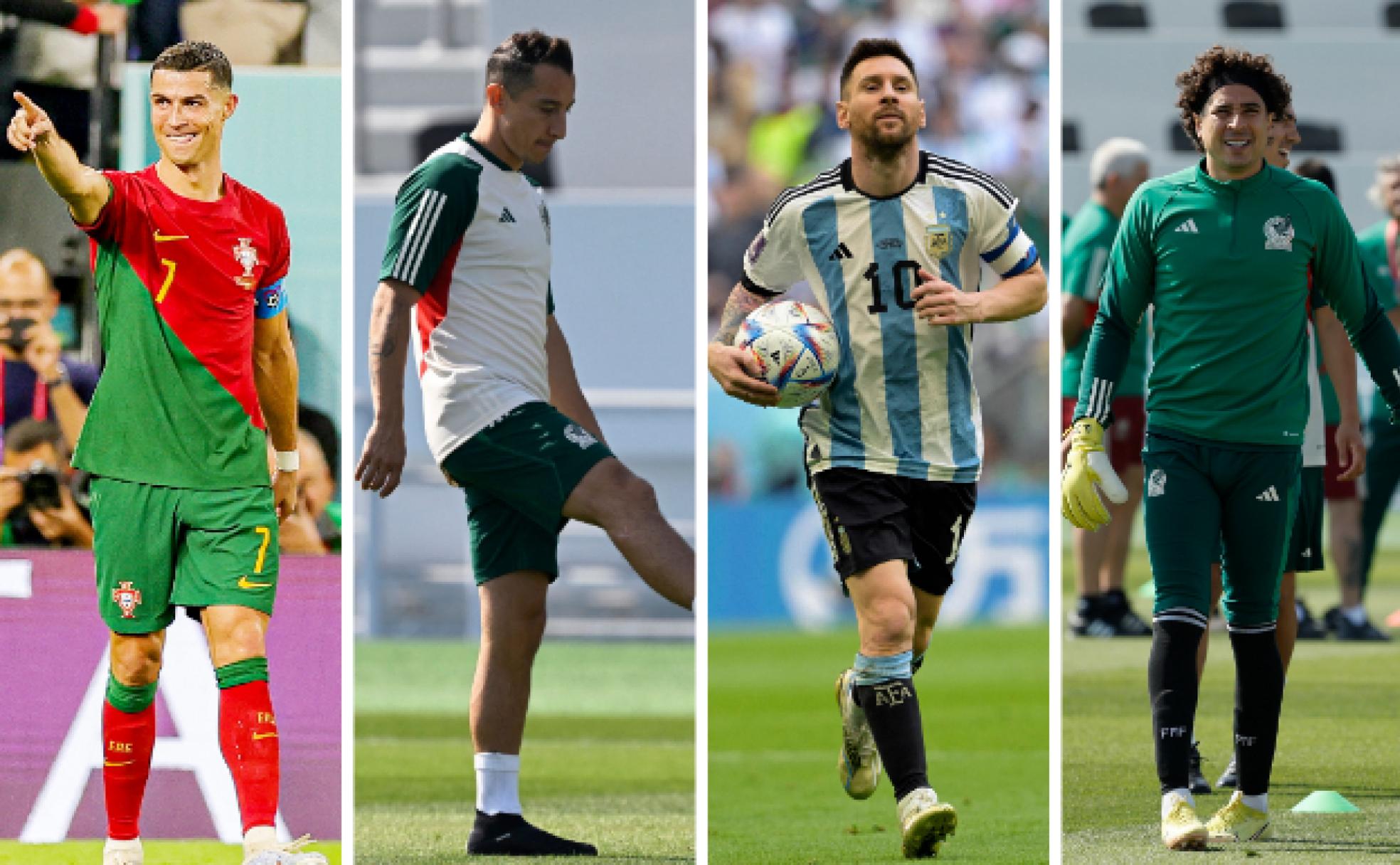 Ronaldo, Guardado, Messi y Ochoa. Cinco munidales les contemplan