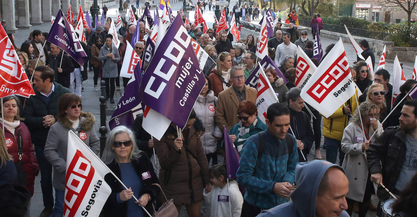 Manifestación organizada por los sindicatos en Segovia.