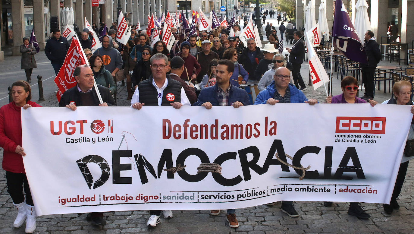 Manifestación organizada por los sindicatos en Segovia.