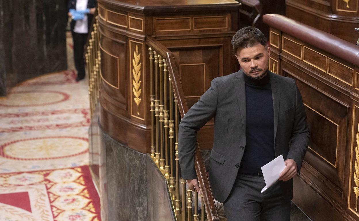 El portavoz parlamentario de ERC, Gabriel Rufián, en una sesión plenaria en el Congreso