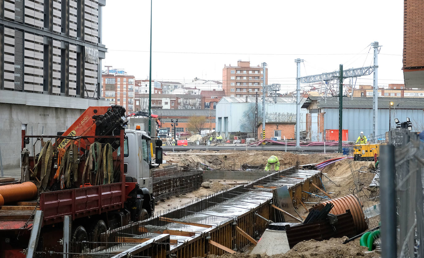 Obras del túnel de la calle Panaderos para la integración ferroviaria, Valladolid.