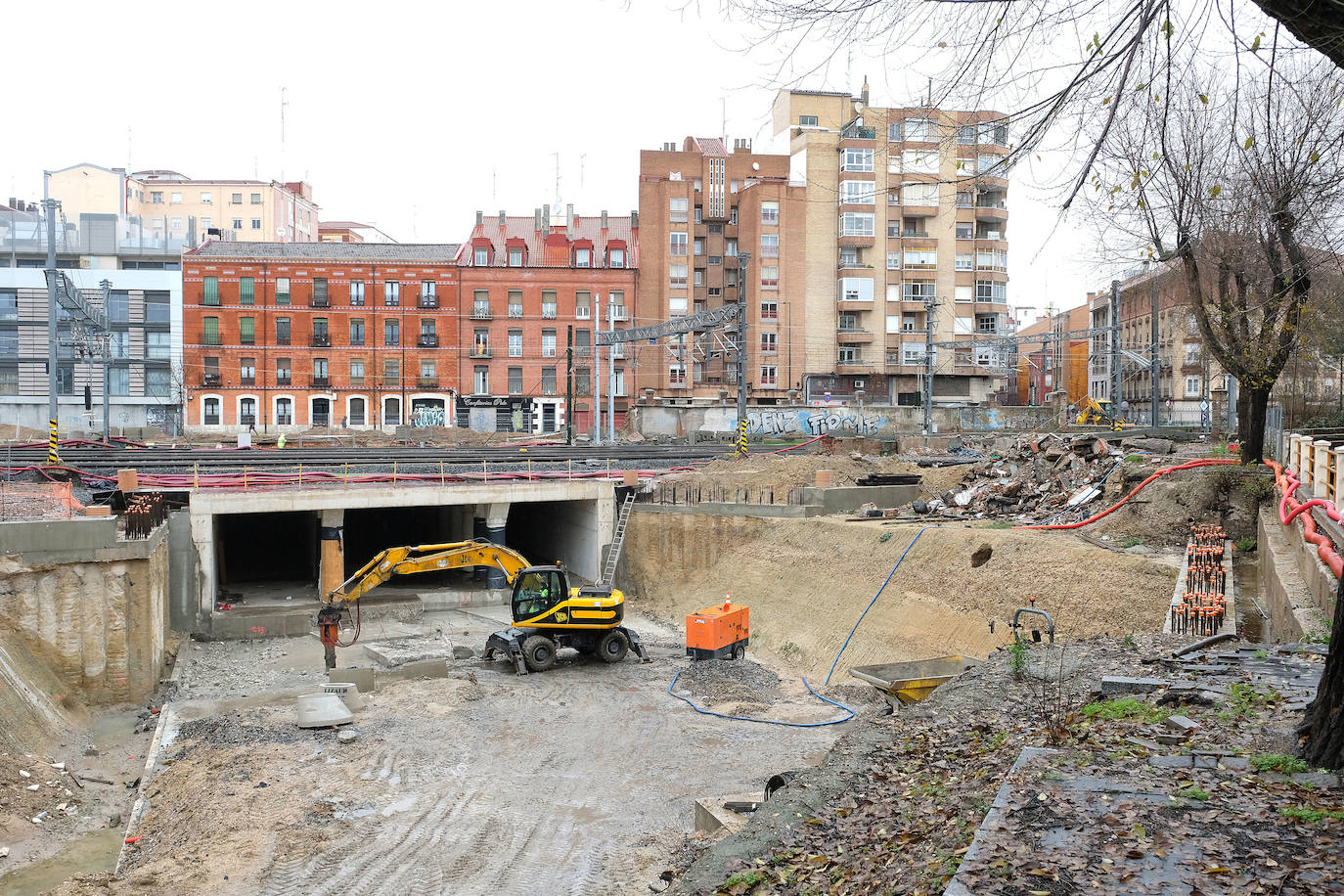 Obras del túnel de la calle Panaderos para la integración ferroviaria, Valladolid.