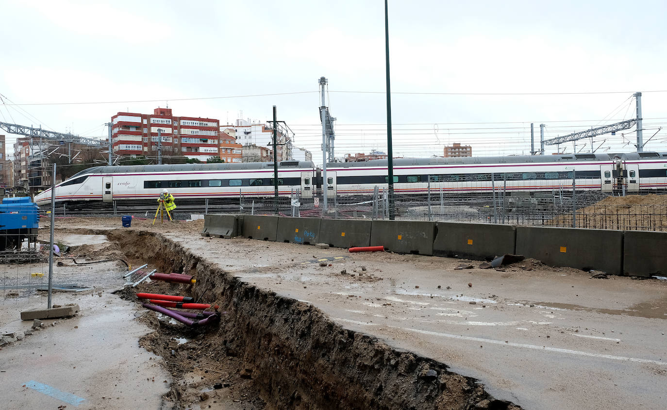 Obras del túnel de la calle Panaderos para la integración ferroviaria, Valladolid.