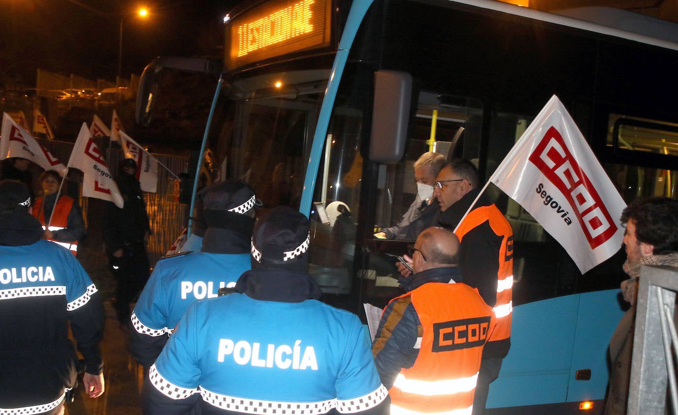 Huelga de autobuses en Segovia. 