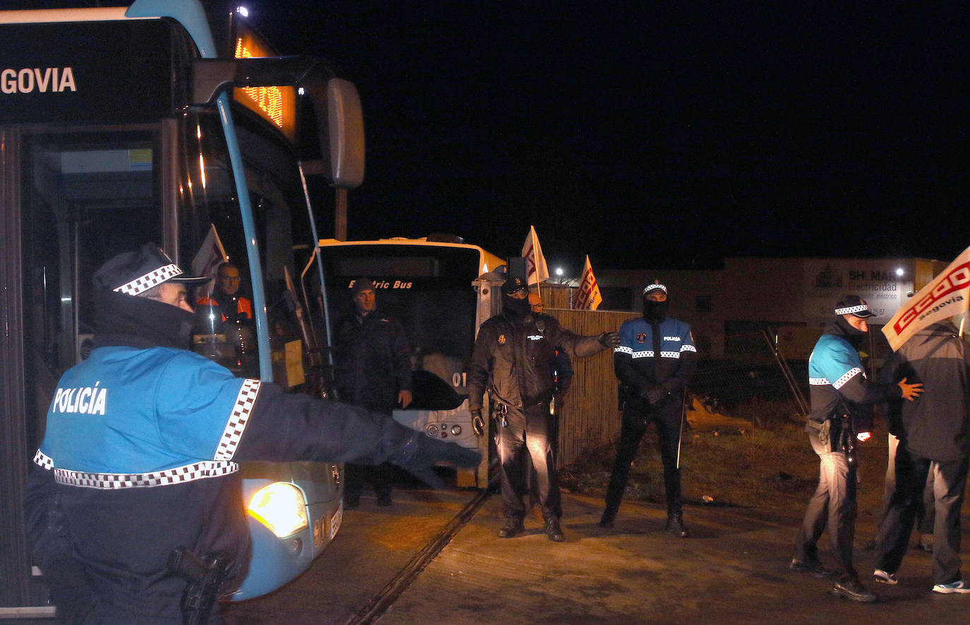 Huelga de autobuses en Segovia. 