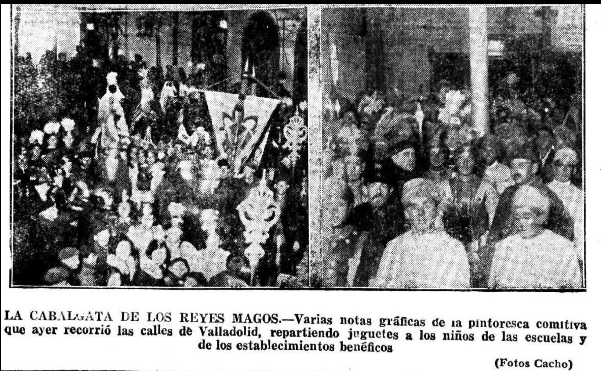 Reportaje publicado en El Norte de Castilla sobre la cabalgata de los Reyes Magos del 5 de enero de 1929, la primera celebrada en la ciudad. 