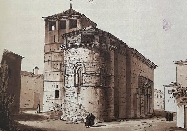 Iglesia románica de San Román, plaza del Conde Alpuente, según Avrial.