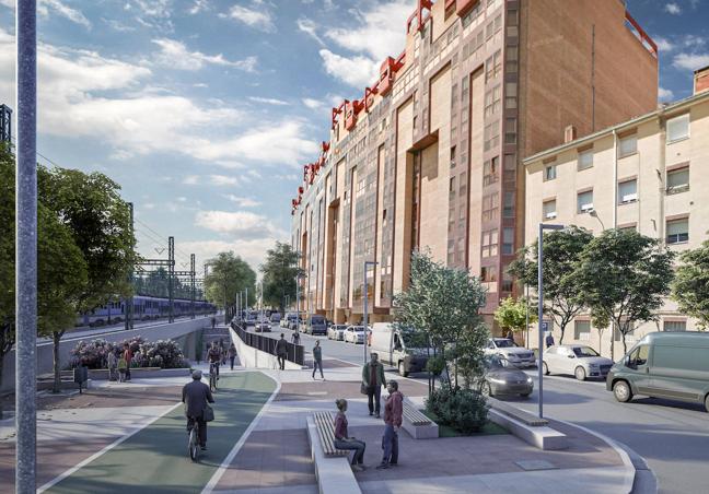 Proyecto de urbanización de la avenida de Irún, a altura de Gabilondo, junto al paso peatonal y para ciclistas.