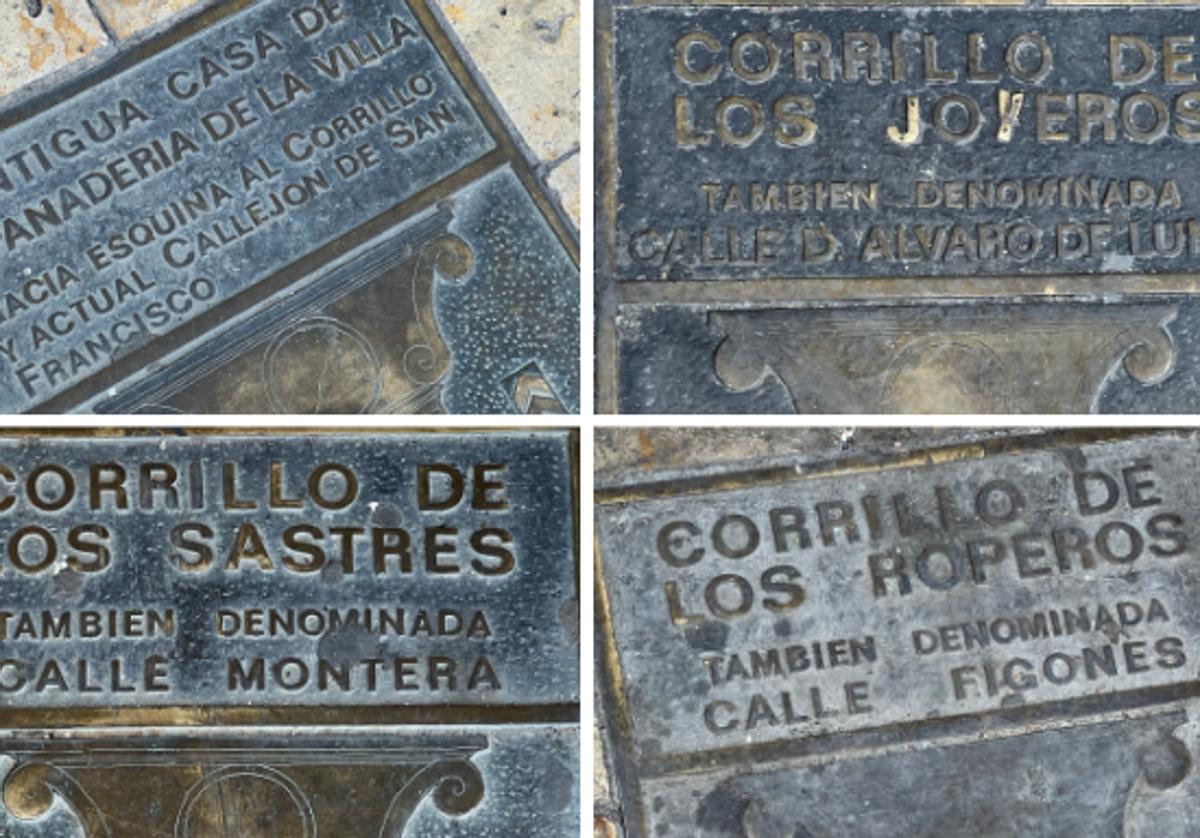 Placas con los antiguos nombres de las calles gremiales de Valladolid