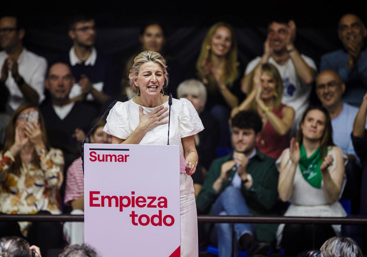 Yolanda Díaz en el acto de Sumar.