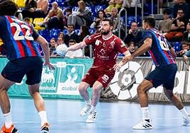 Borja Méndez, en una acción del encuentro.