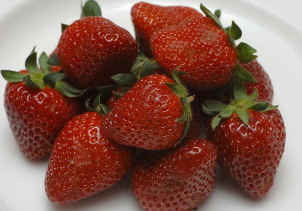 Plato de fresas de un restaurante de Fuensaldaña.