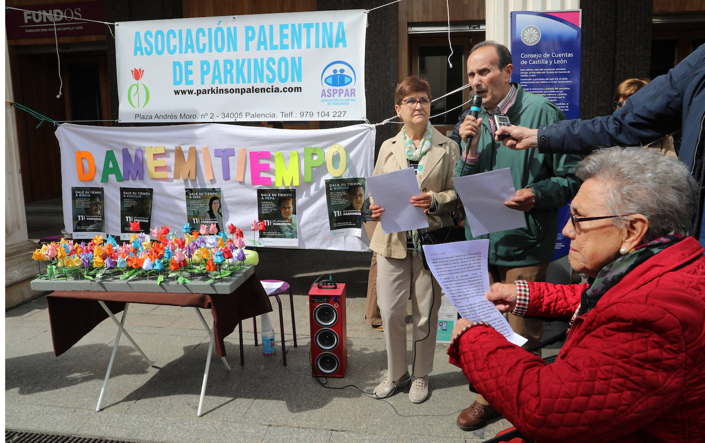 Palencia conmemora el Día Mundial del Parkinson con tulipanes de papel